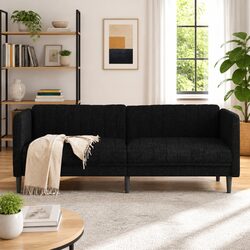 Cozy Black Fabric 3-Seater Sofa for Your Living Room