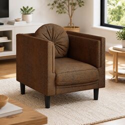 Comfortable Brown Faux Suede Leather Sofa Chair