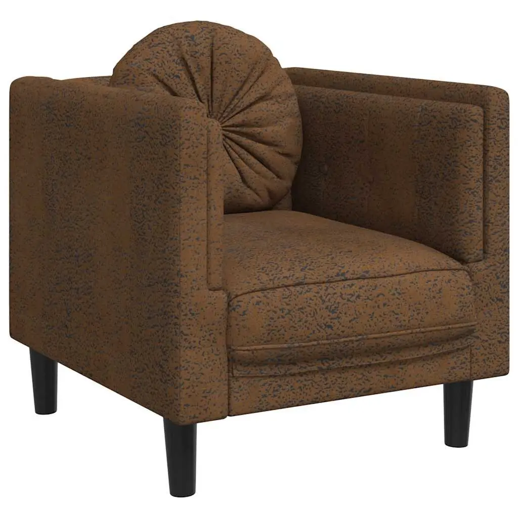 Brown Faux Suede Leather Sofa Chair