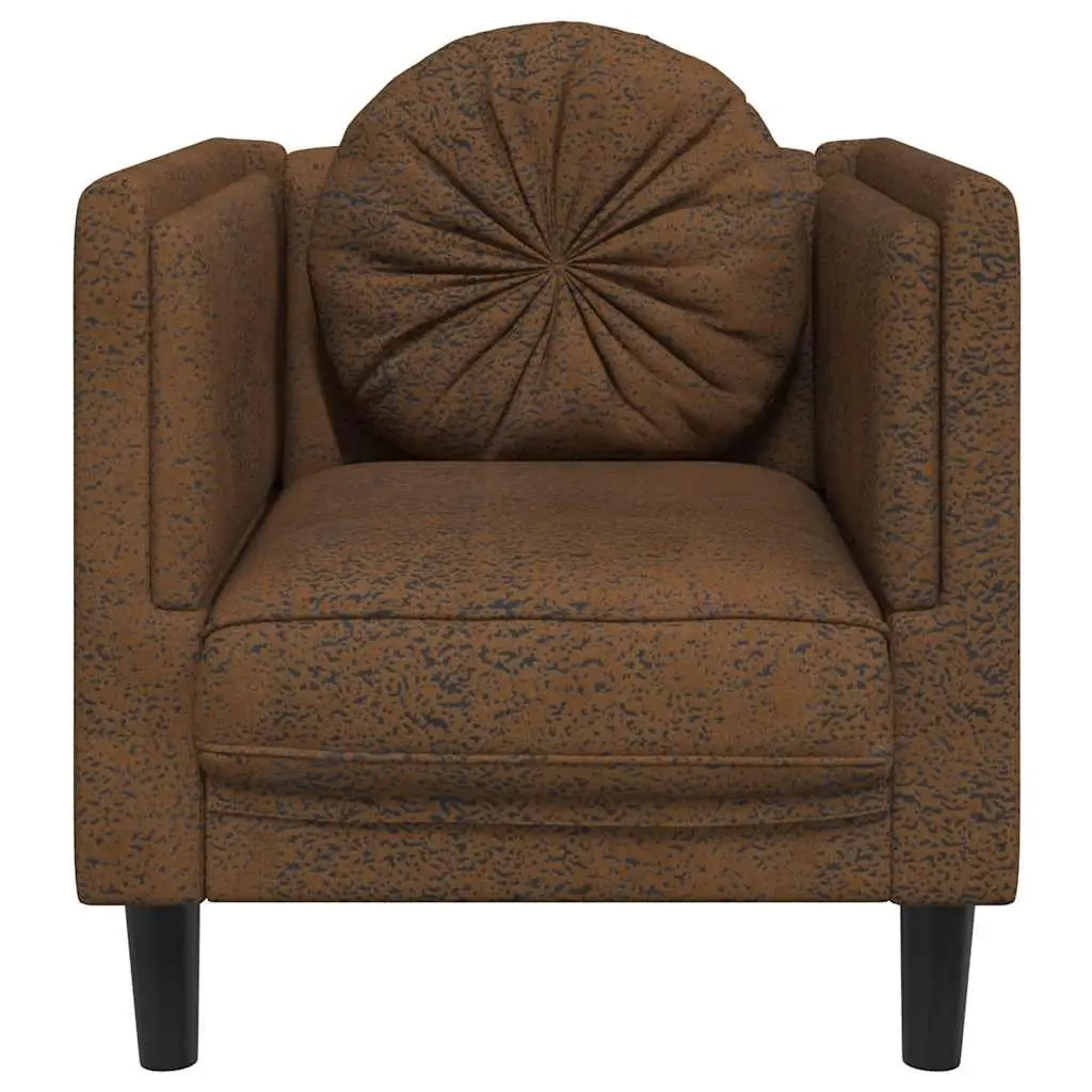 Brown Faux Suede Leather Sofa Chair