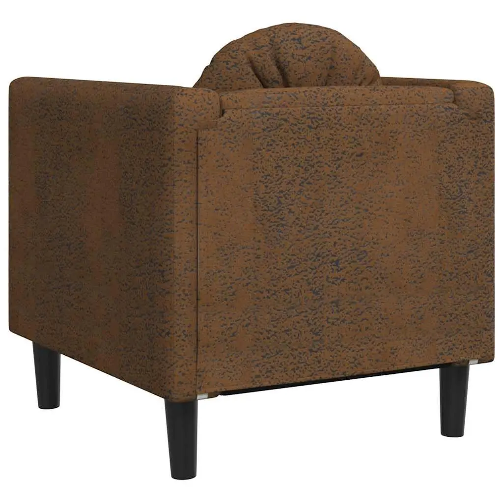 Brown Faux Suede Leather Sofa Chair