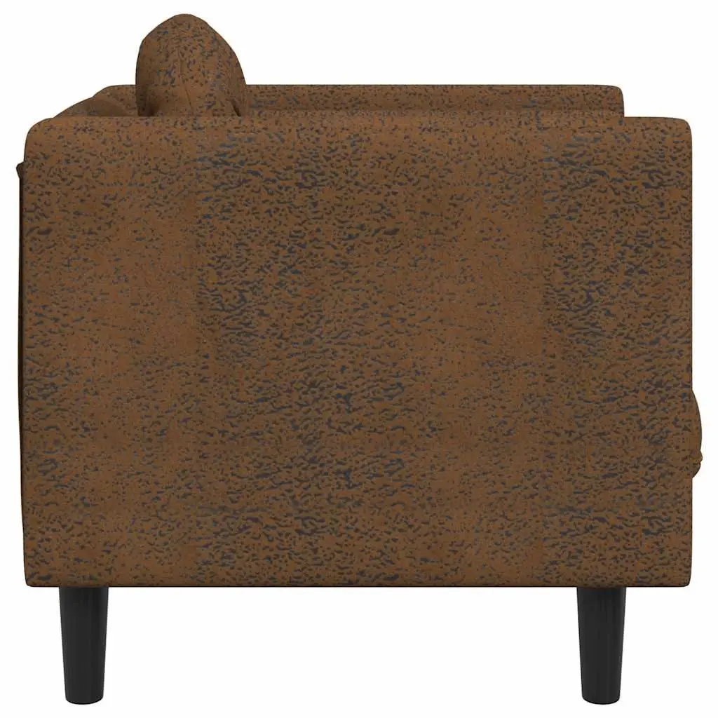 Brown Faux Suede Leather Sofa Chair