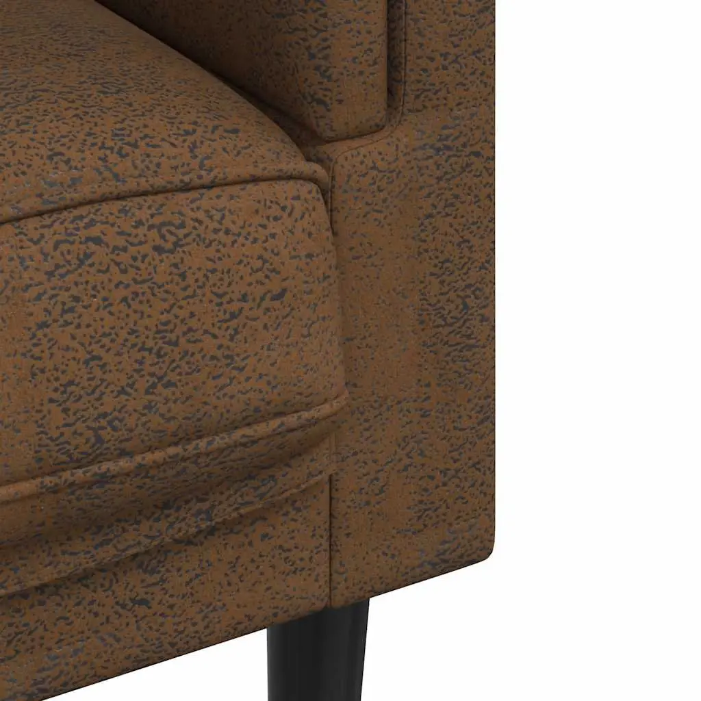 Brown Faux Suede Leather Sofa Chair
