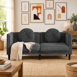 Elegant Grey Velvet 2-Seater Sofa for Cozy Living Rooms