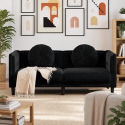 Comfortable Black Velvet 2-Seater Sofa for Living Rooms