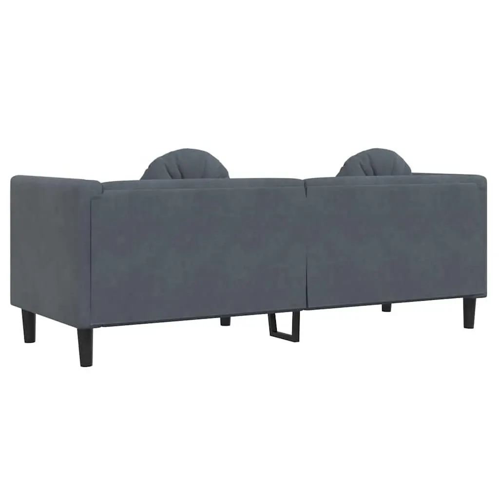 3-Seater Sofa Grey Velvet Padded Armrests Backrest