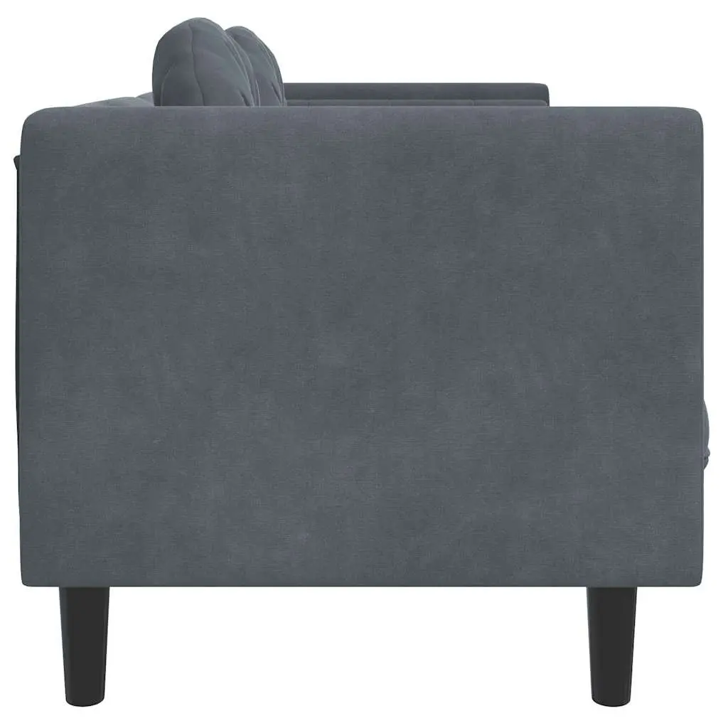 3-Seater Sofa Grey Velvet Padded Armrests Backrest