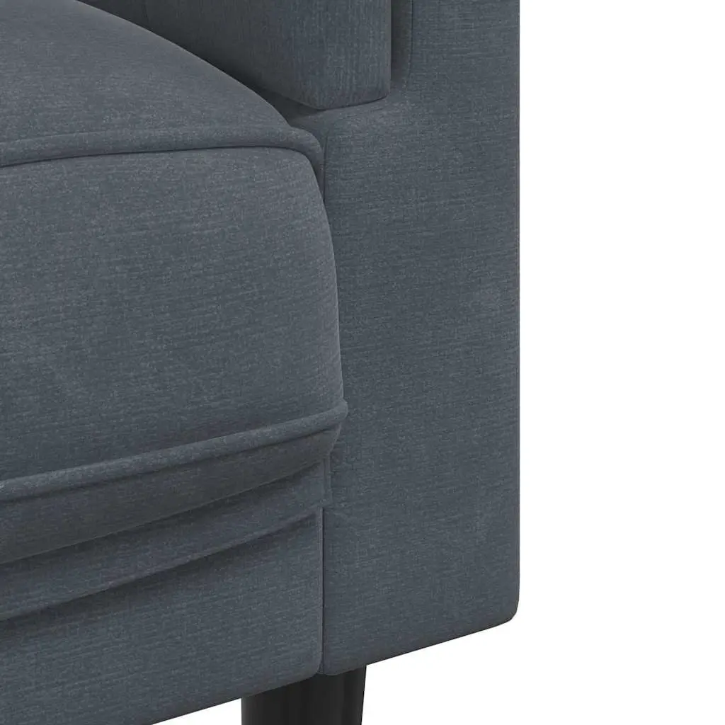 3-Seater Sofa Grey Velvet Padded Armrests Backrest