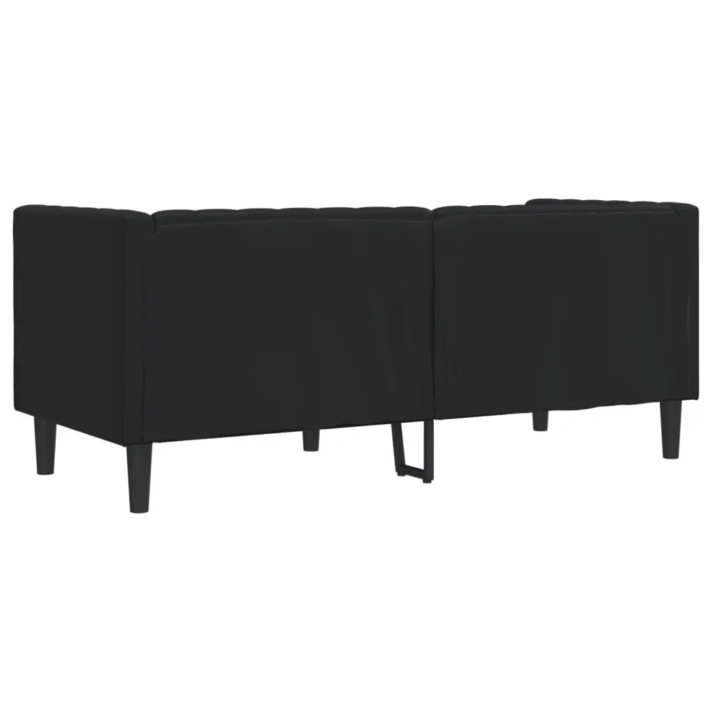 Chesterfield Sofa Faux Leather Button Tufted Black 2-Seater Living Room