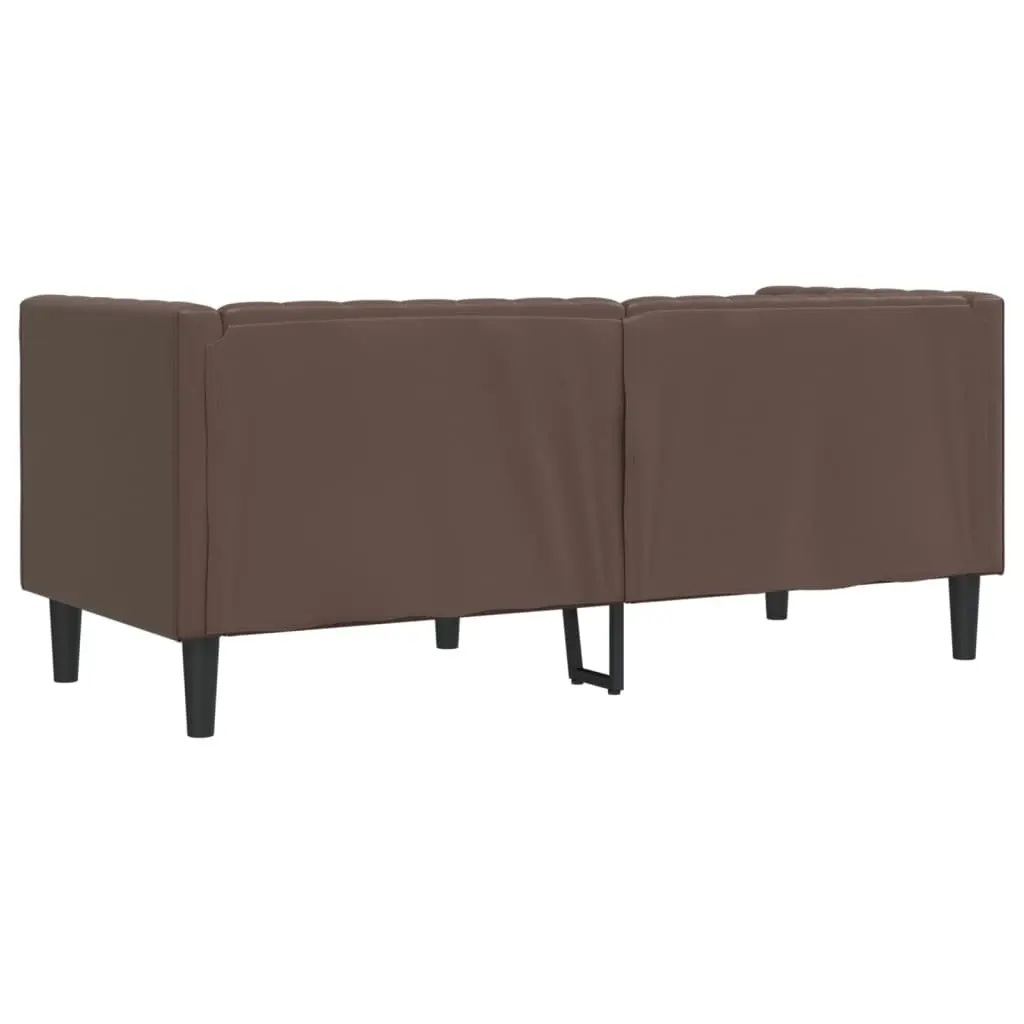 Chesterfield Sofa Brown Faux Leather 2-Seater Button Tufted Armchair