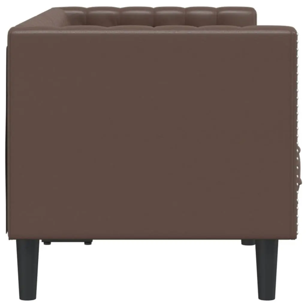 Chesterfield Sofa Brown Faux Leather 2-Seater Button Tufted Armchair