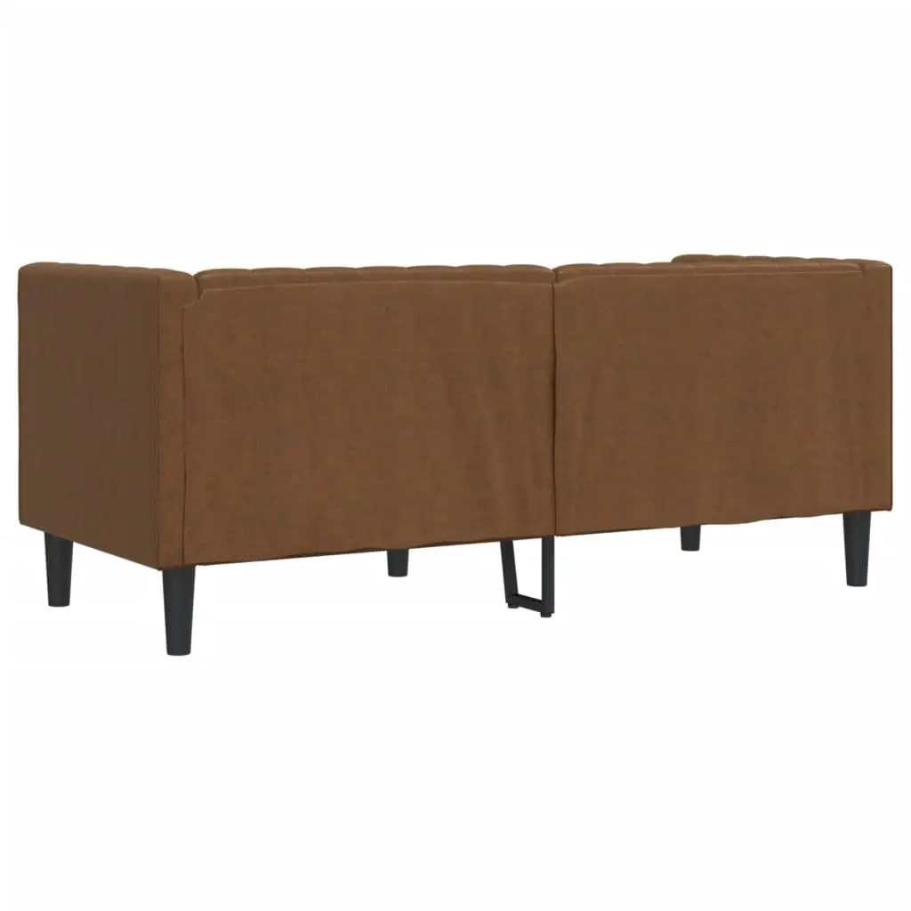 2-Seater Chesterfield Sofa Brown Faux Suede Leather Button Tufted