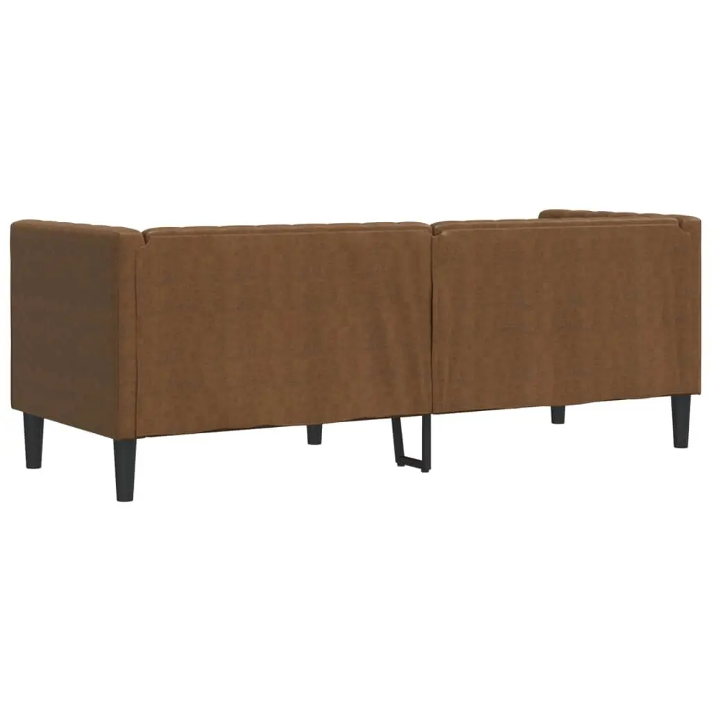 3-Seater Faux Suede Chesterfield Sofa Brown Button Tufted Living Room Furniture
