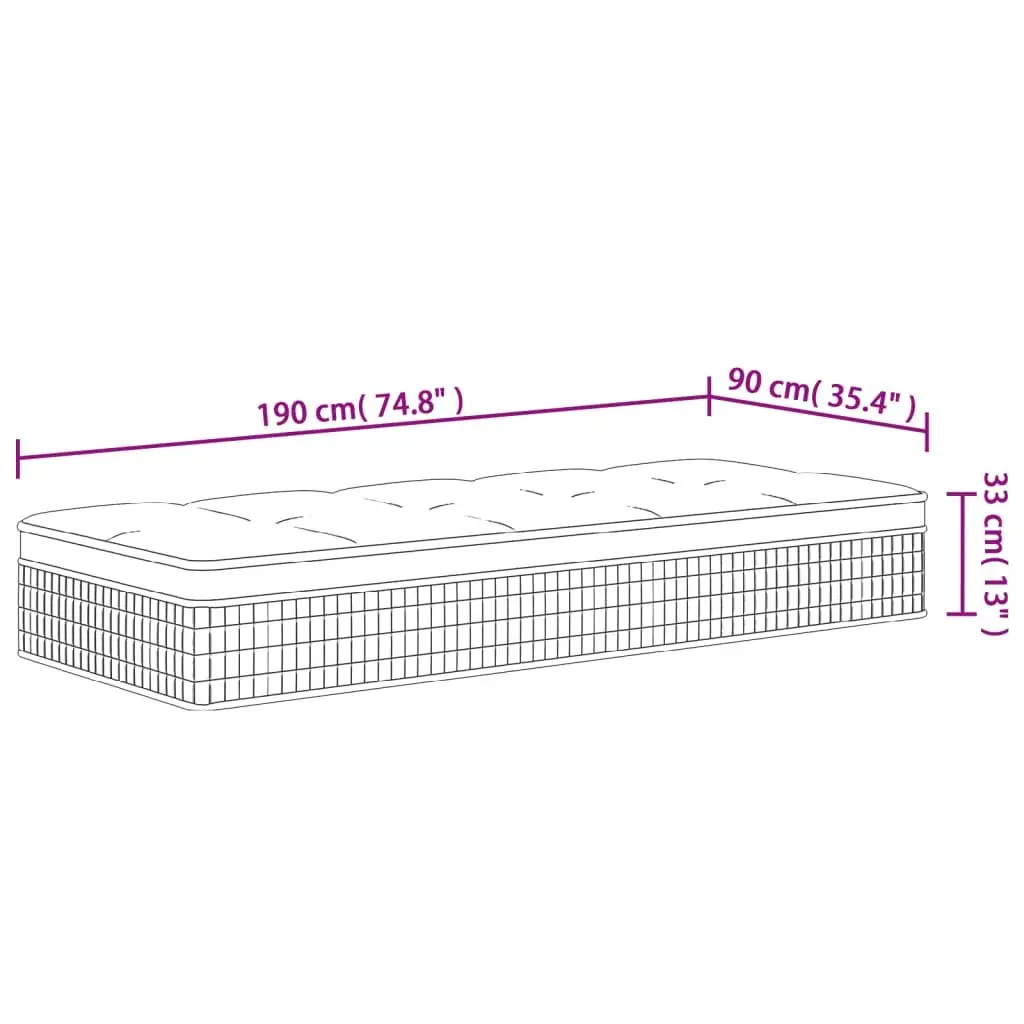 Pocket Spring Mattress Medium Plus 90x190 cm White Bedroom Sleep Support