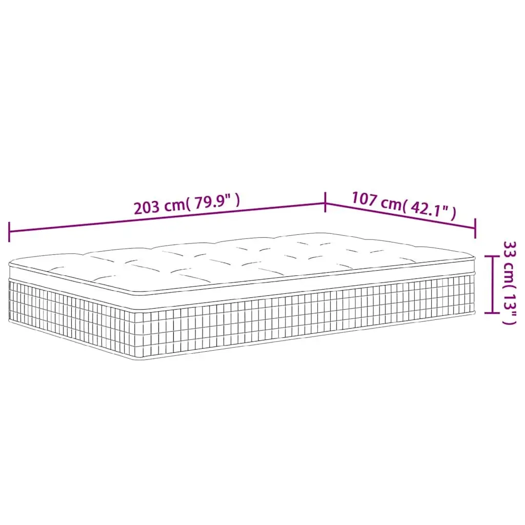 King Single Pocket Spring Mattress 107x203cm Medium Firm