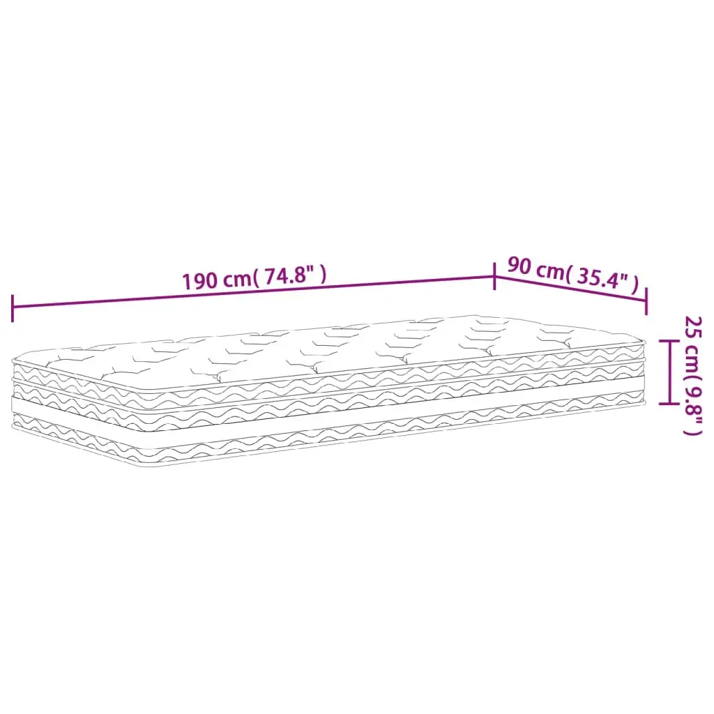 Medium Firm Pocket Spring Mattress 90x190 cm White