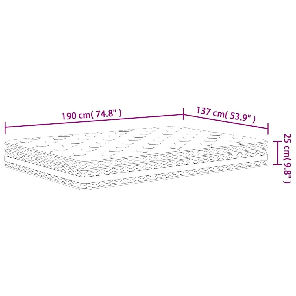 Medium Firmness Pocket Spring Mattress 137x190cm White