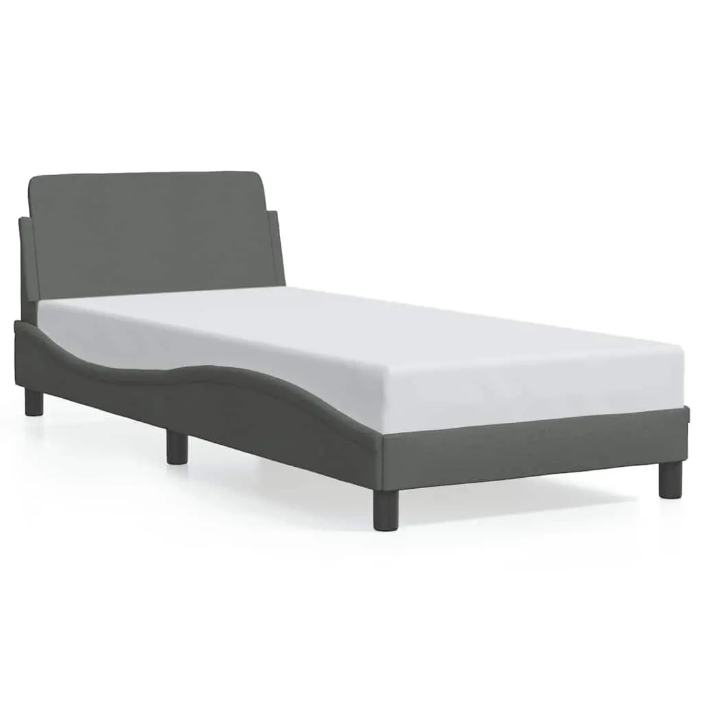 Grey Bed Frame with Fabric Headboard 90x190 cm