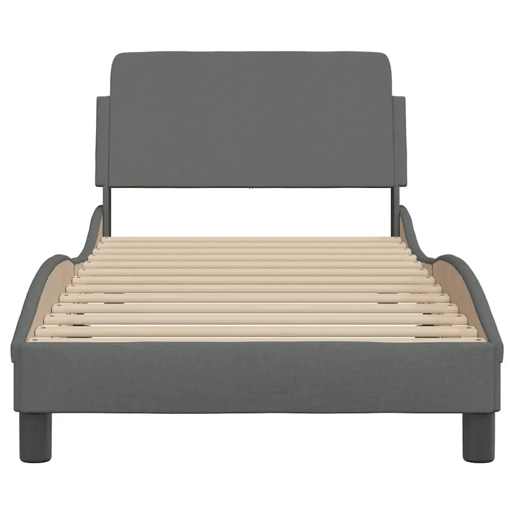 Grey Bed Frame with Fabric Headboard 90x190 cm