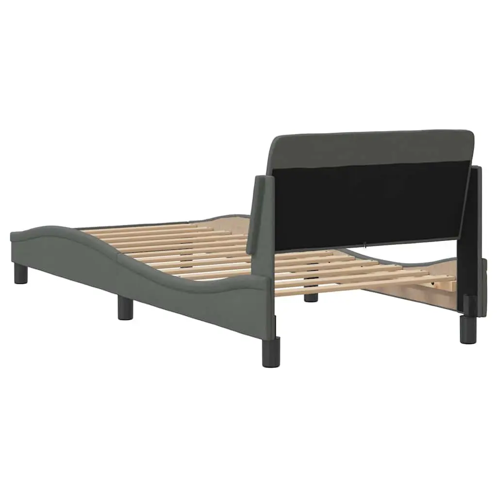 Grey Bed Frame with Fabric Headboard 90x190 cm