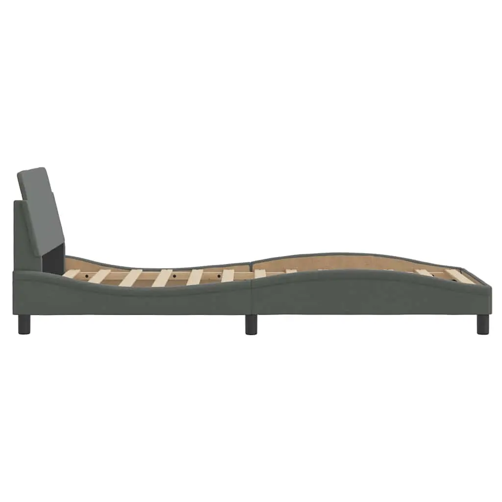 Grey Bed Frame with Fabric Headboard 90x190 cm