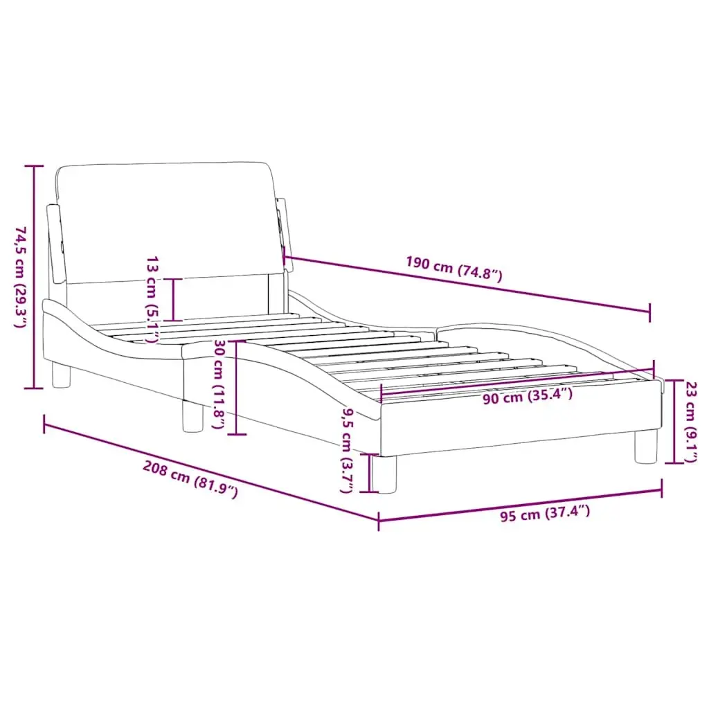 Dover Black Bed Frame with Headboard 90x190 cm