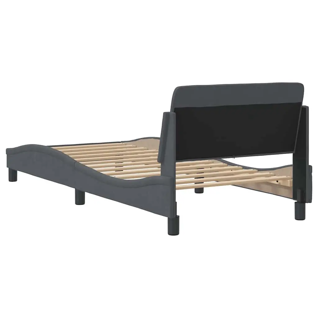 Grey Velvet Upholstered Bed Frame with Headboard 90x190 cm