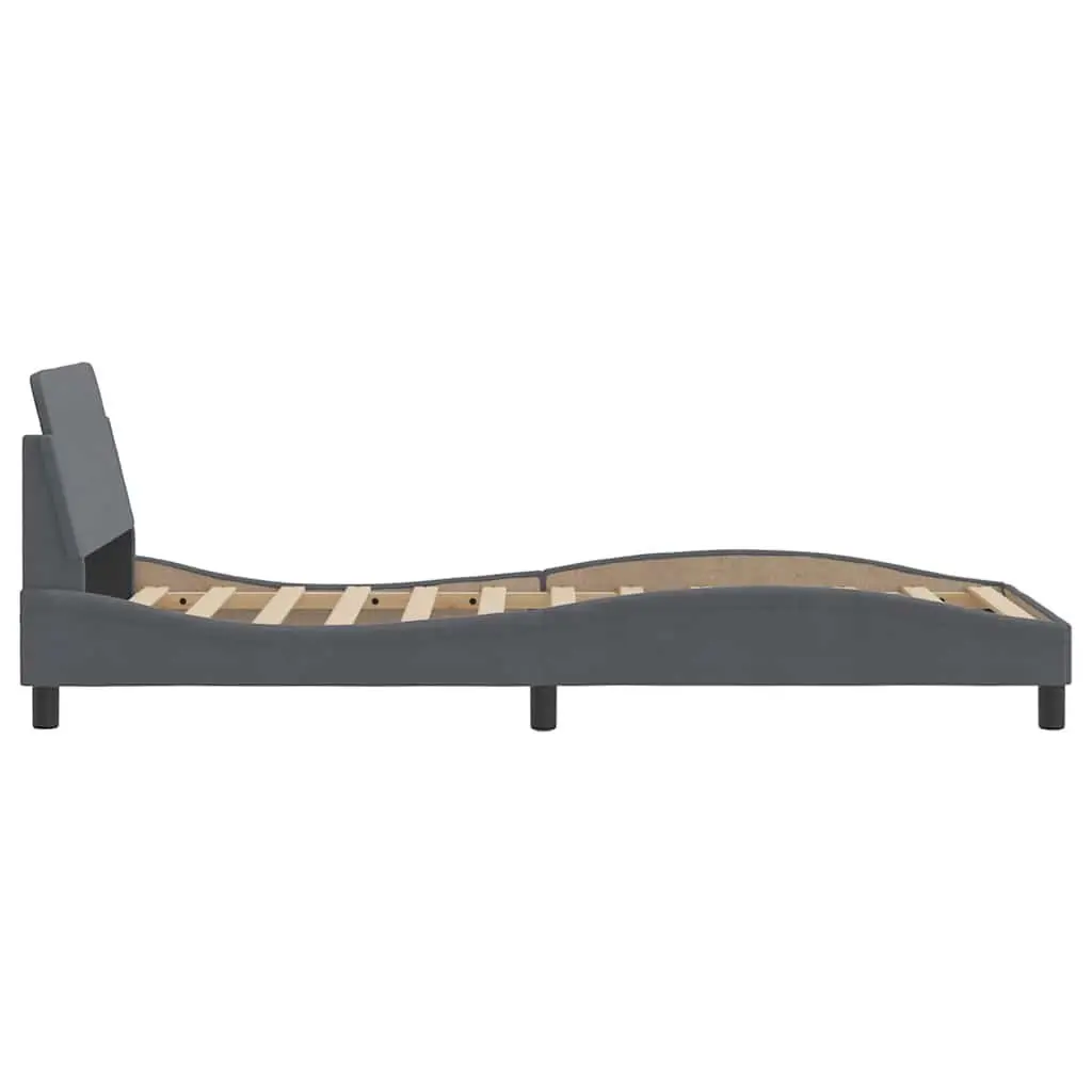 Grey Velvet Upholstered Bed Frame with Headboard 90x190 cm