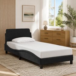 Dover Black Bed Frame with Headboard 90x190 cm Velvet