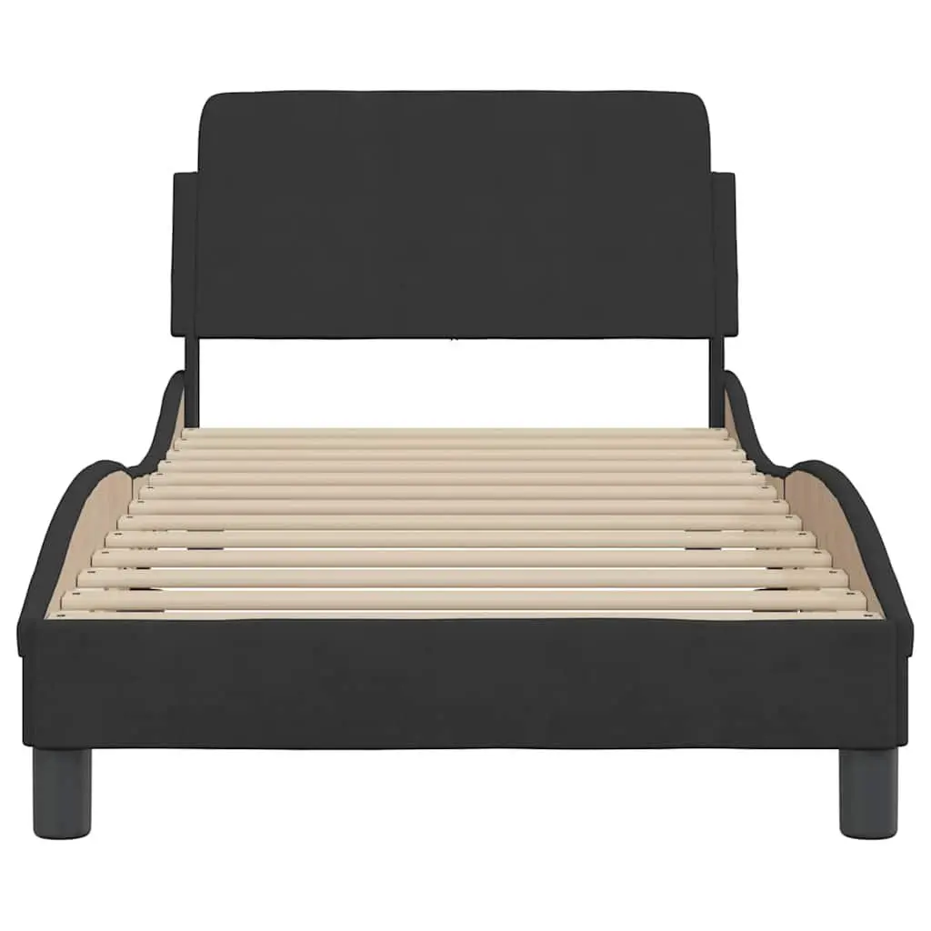 Dover Black Bed Frame with Headboard 90x190 cm Velvet