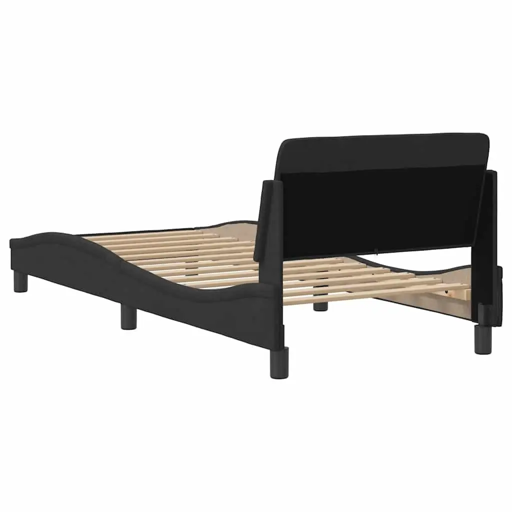 Dover Black Bed Frame with Headboard 90x190 cm Velvet