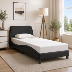 Stylish Black Faux Leather Bed Frame 90x190 cm