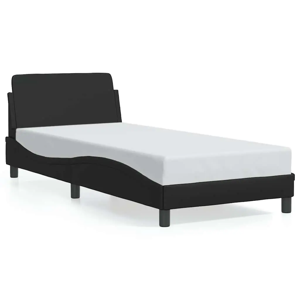 Black Faux Leather Bed Frame 90x190 cm