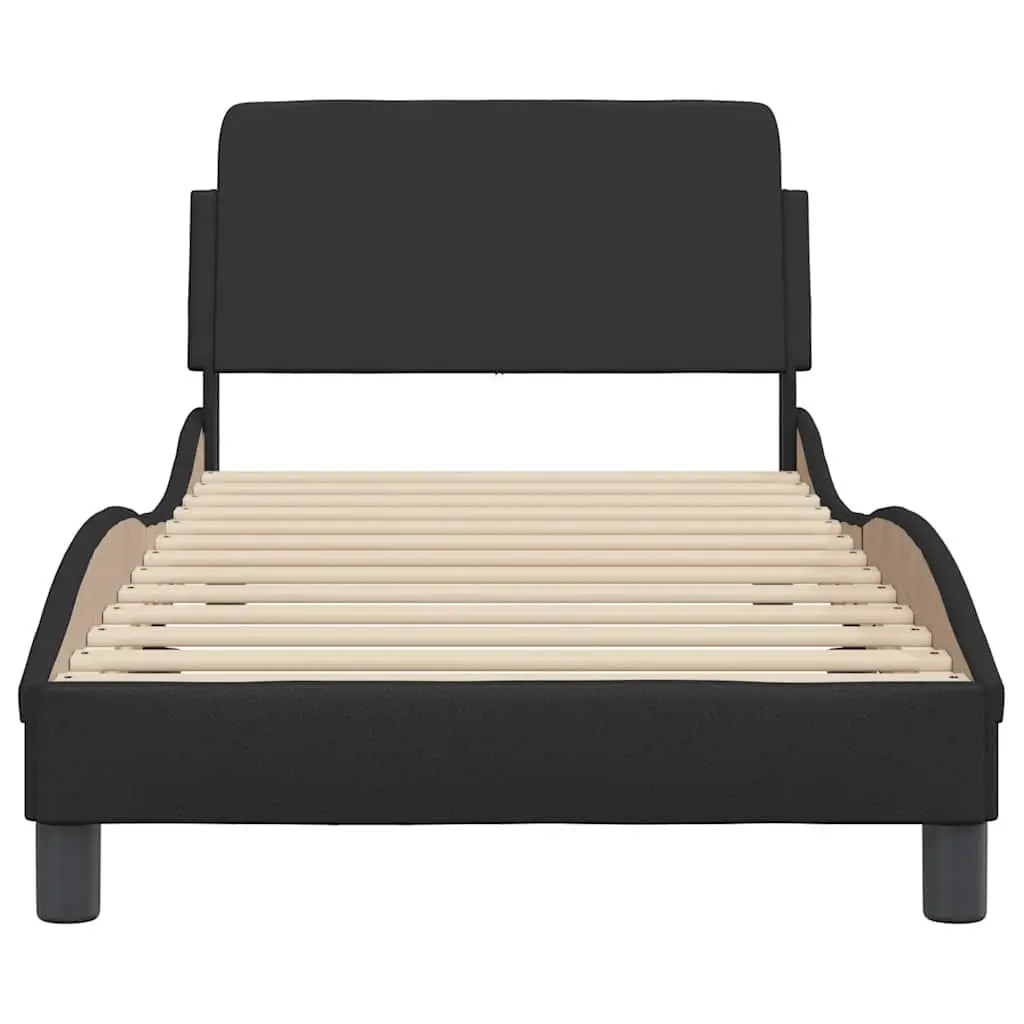 Black Faux Leather Bed Frame 90x190 cm