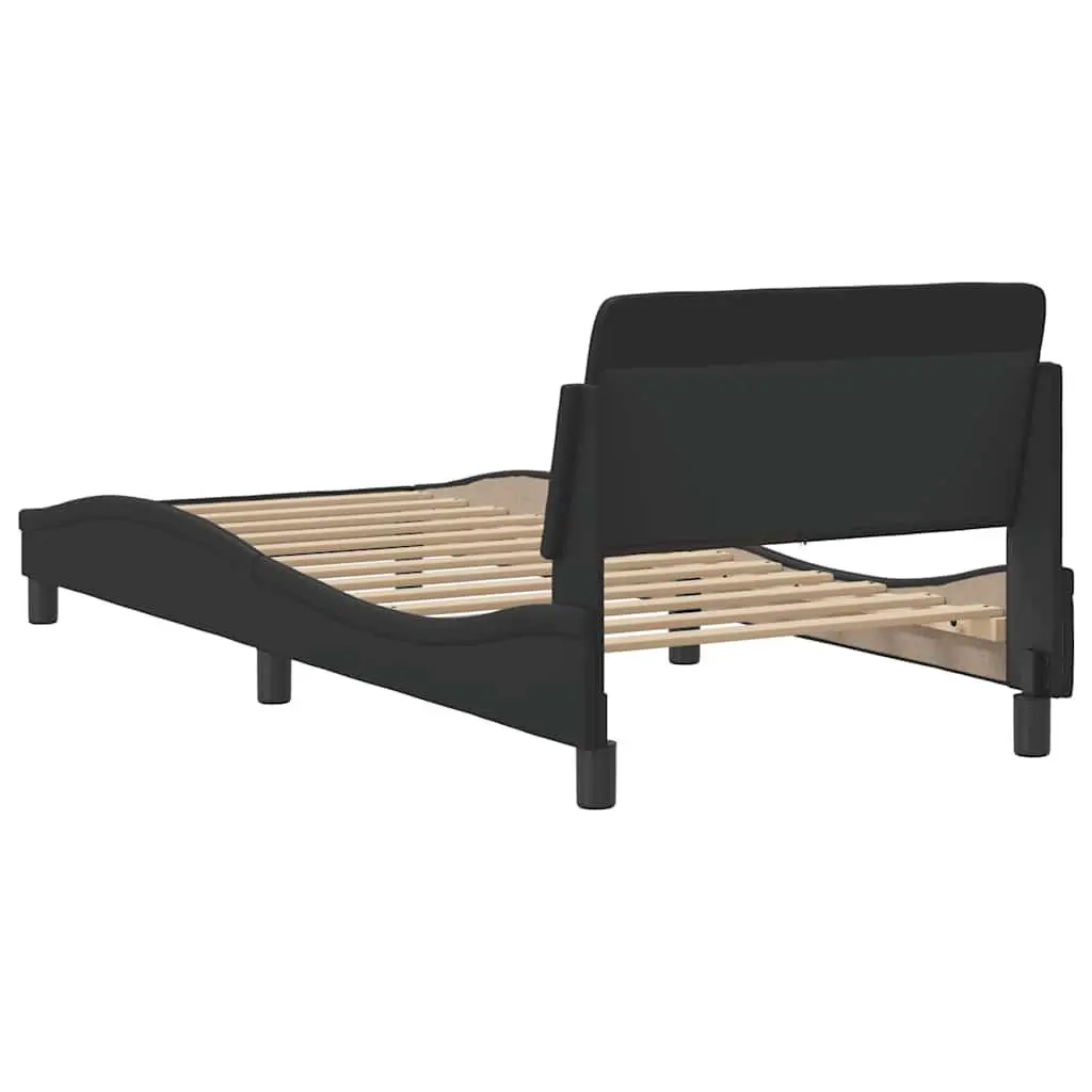 Black Faux Leather Bed Frame 90x190 cm