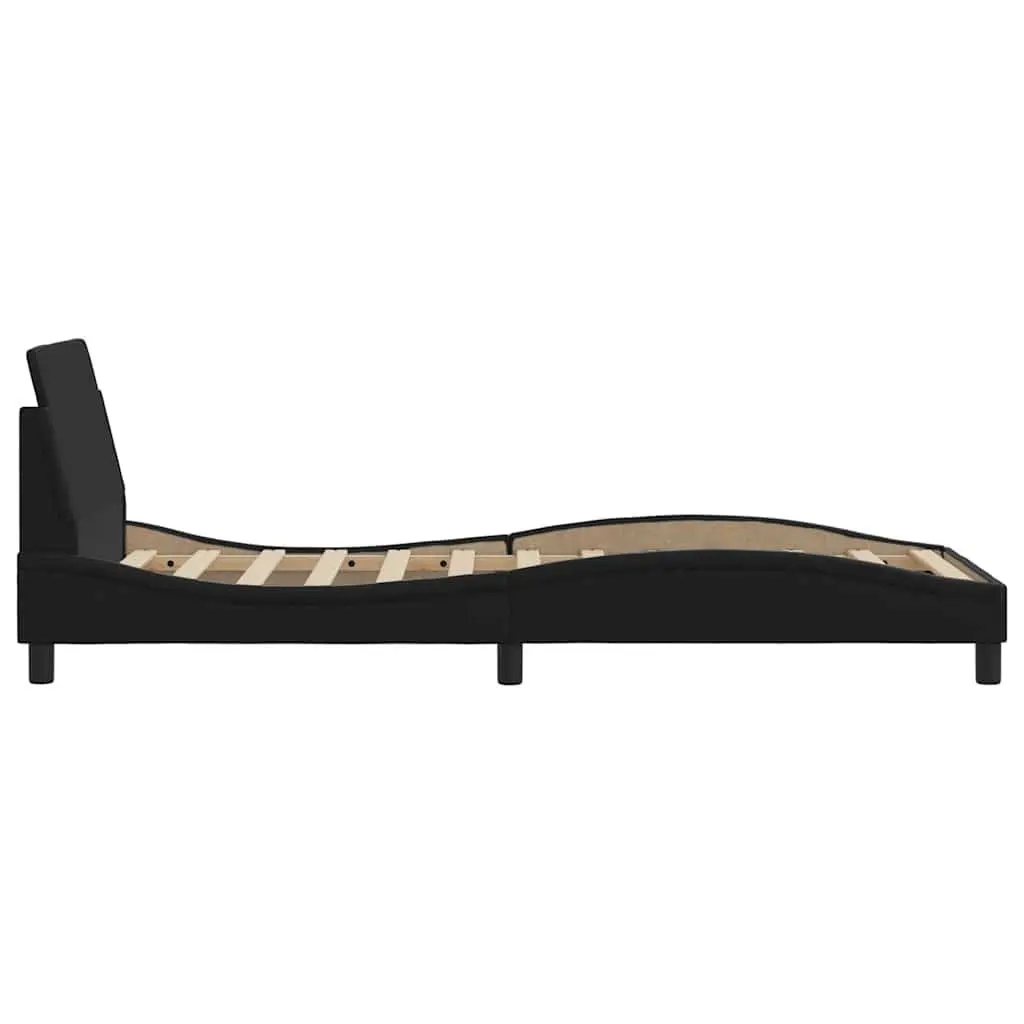 Black Faux Leather Bed Frame 90x190 cm