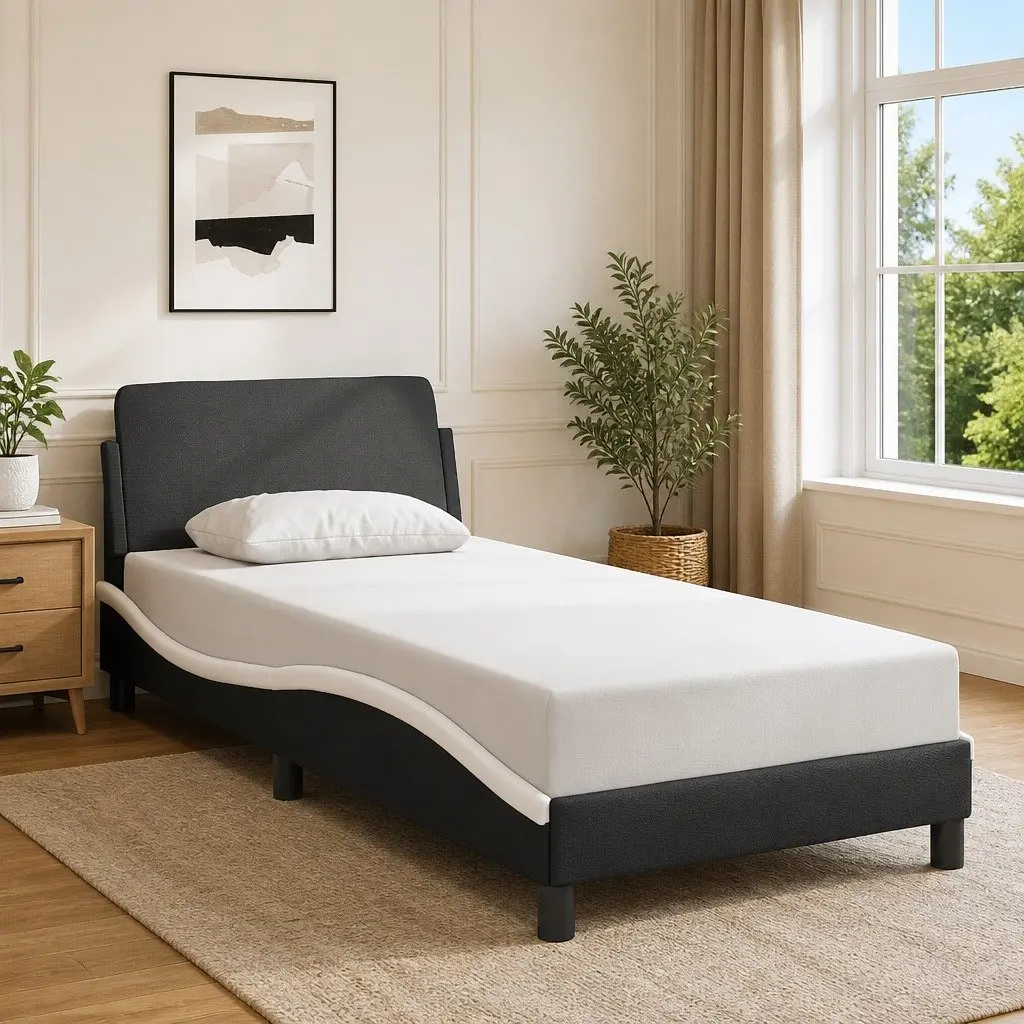 Bed Frame with Headboard Black 90x190 cm Faux Leather