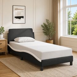 Inviting Black Faux Leather Bed Frame with Headboard