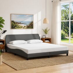 King Bed Frame with Waved Design 180x200cm in Grey
