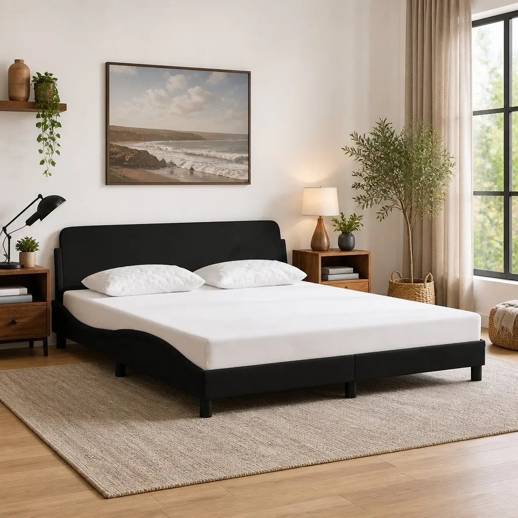King Bed Frame 180x200 cm in Black Fabric