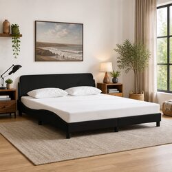 Elegant King Bed Frame 180x200 cm in Black Fabric