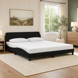 Velvet King Bed Frame 180x200 cm with Elegant Headboard