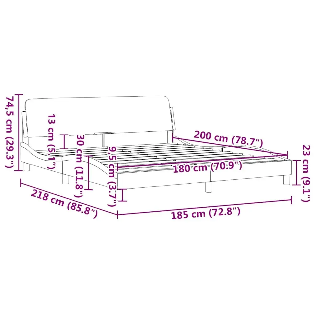 King Bed Frame 180x200 cm Black Velvet Headboard Bedroom Furniture Slat Base