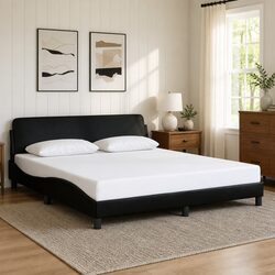 Black Faux Leather King Bed Frame 180x200 cm