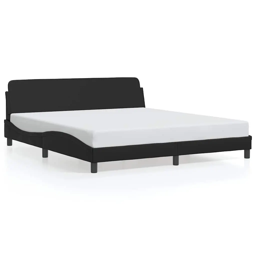 Bed Frame Black Faux Leather 180x200 cm with Headboard