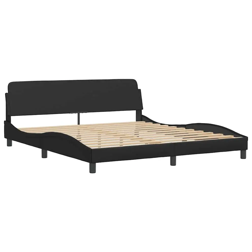 Bed Frame Black Faux Leather 180x200 cm with Headboard