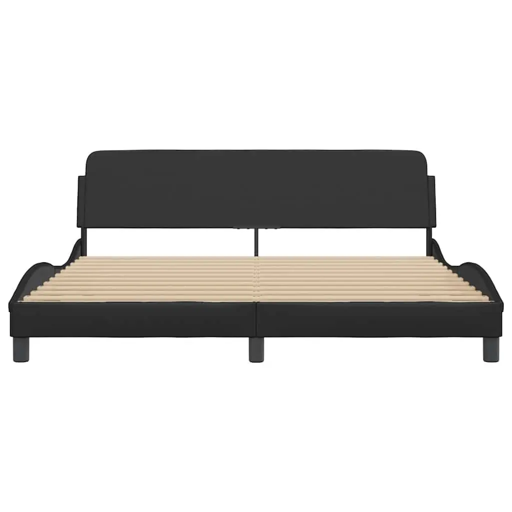 Bed Frame Black Faux Leather 180x200 cm with Headboard
