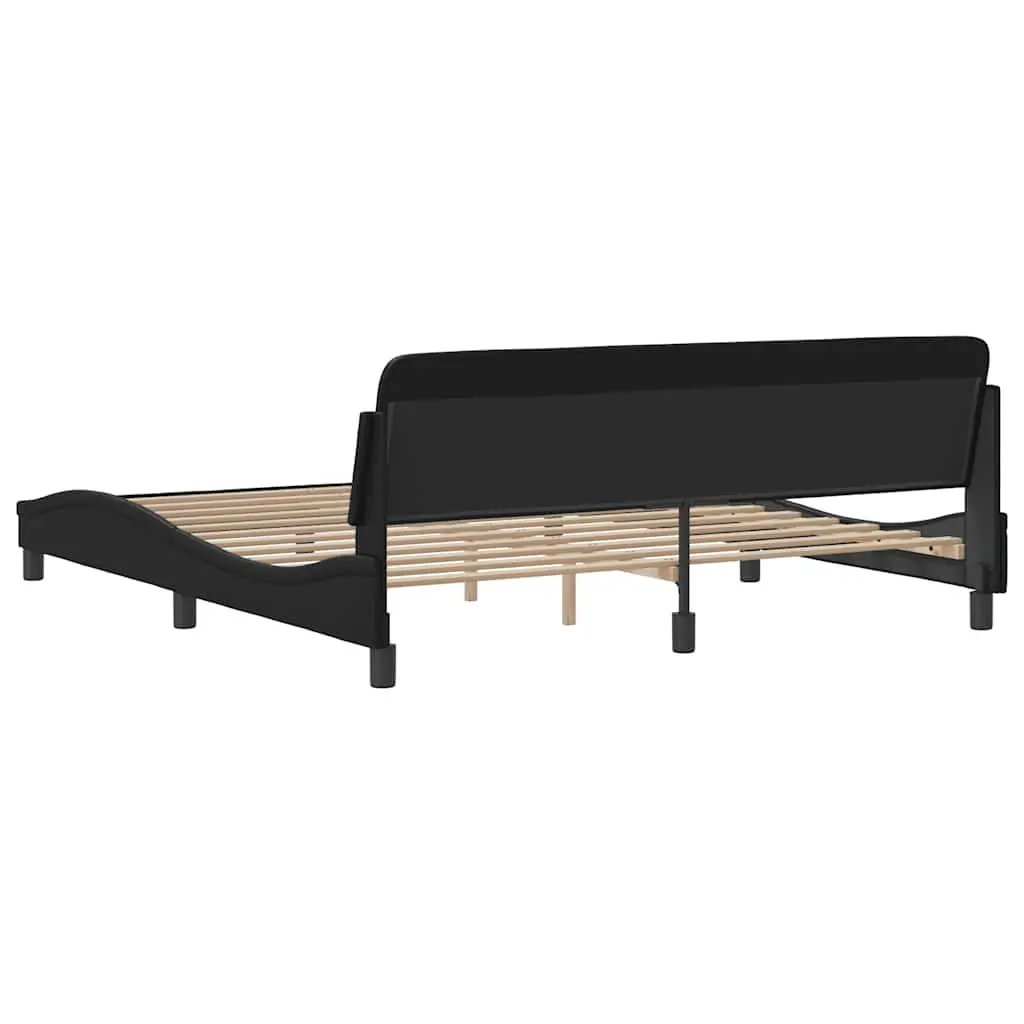 Bed Frame Black Faux Leather 180x200 cm with Headboard