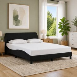 Velvet Upholstered Black Double Bed Frame 137x190 cm