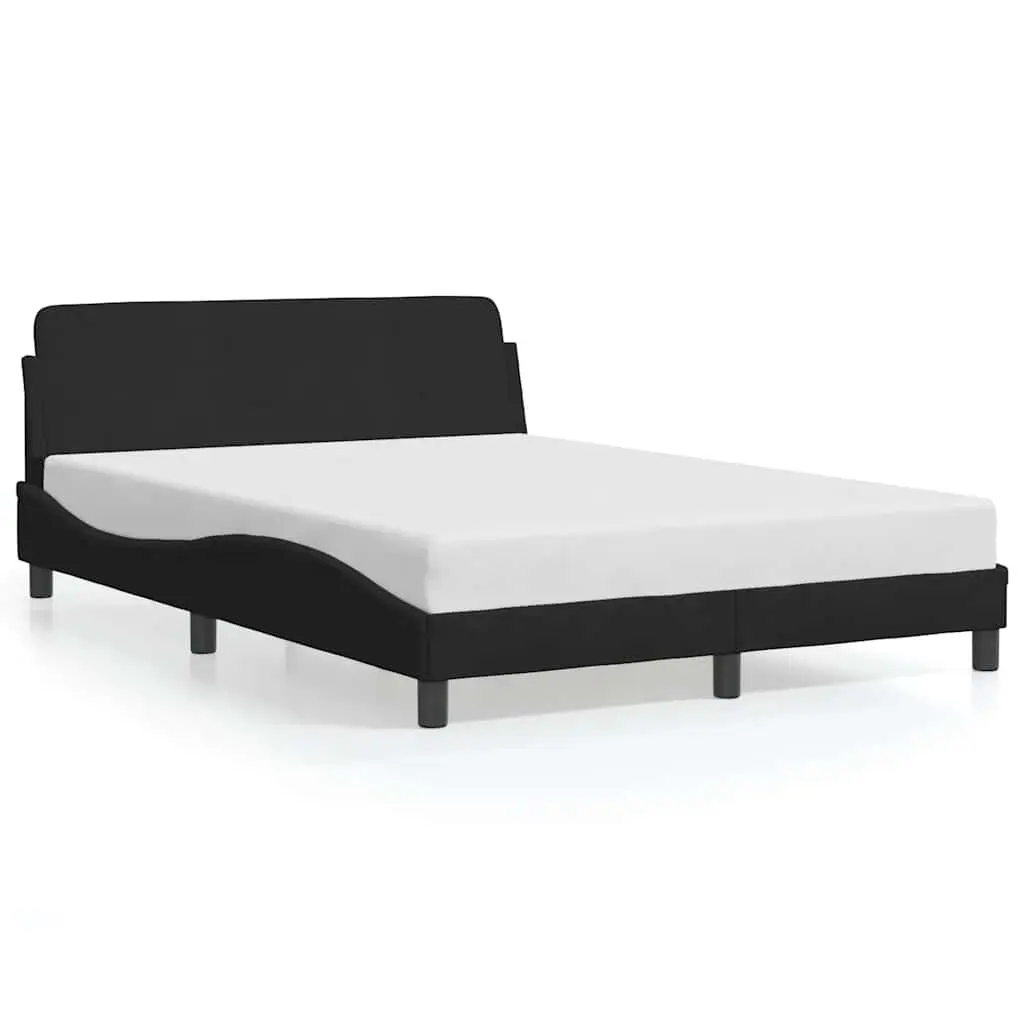 Velvet Upholstered Black Double Bed Frame 137x190 cm